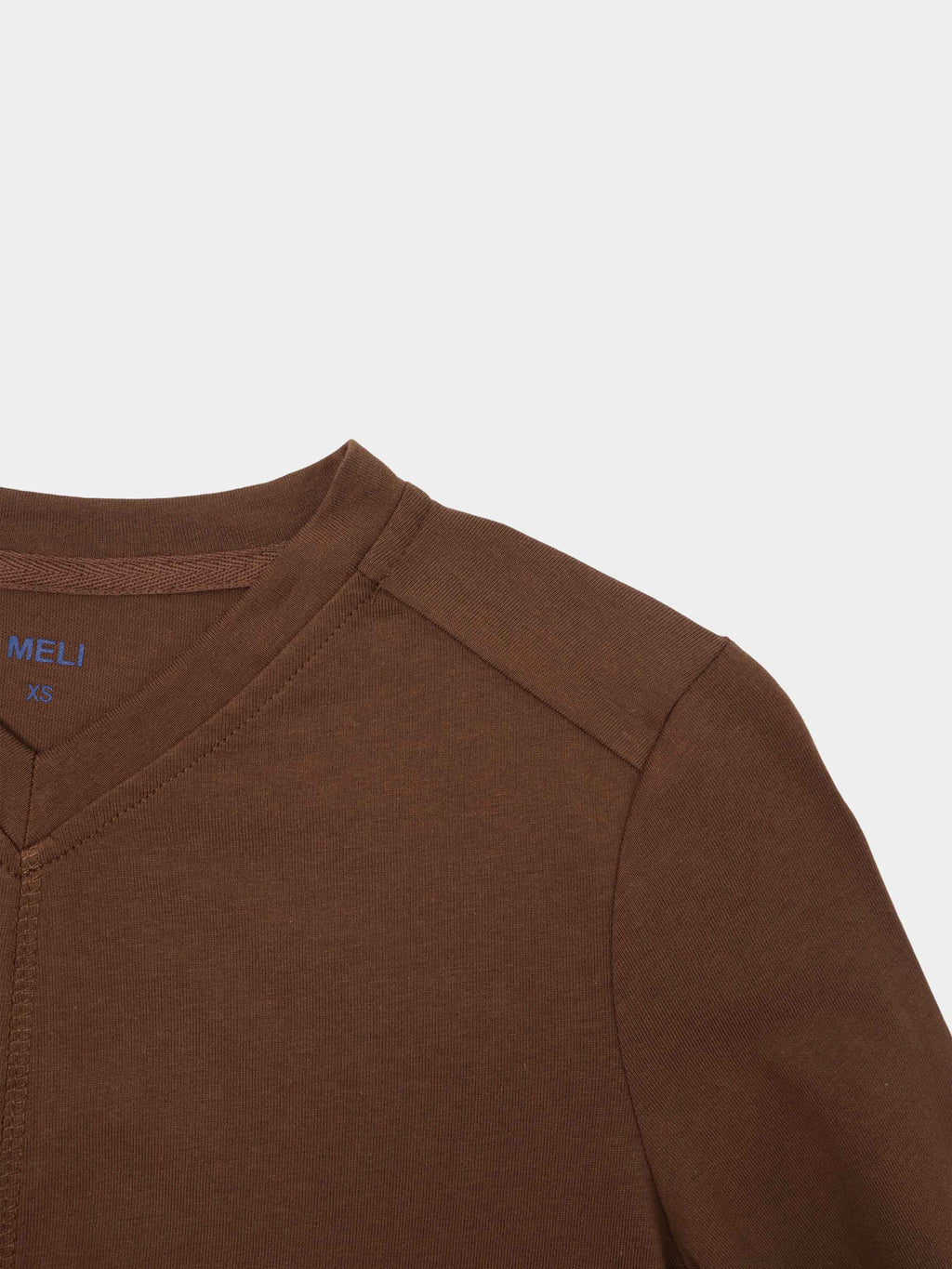 Center Seam High V Tee-Dark Brown