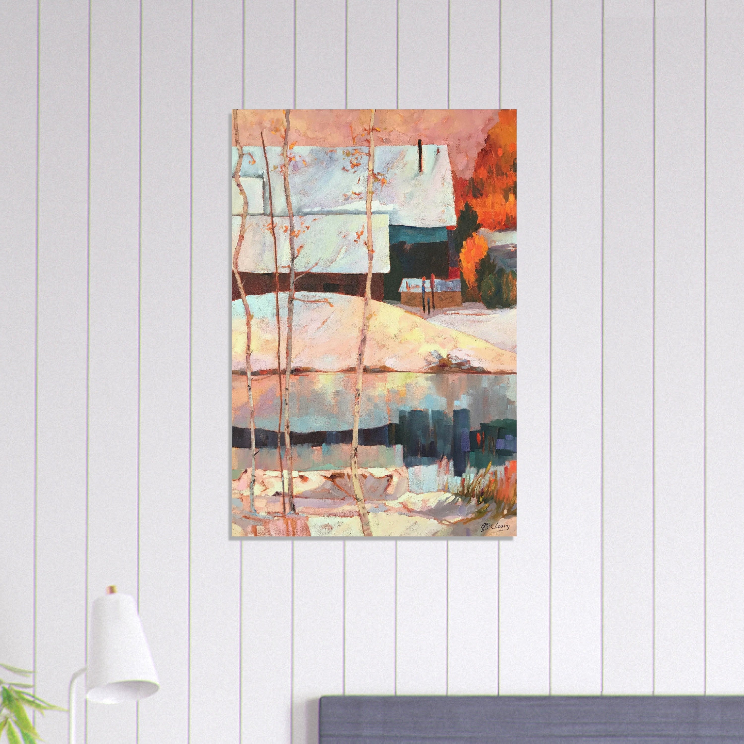 ‘Early Snow’ Winter Landscape | 24x36 Museum Quality Matte Poster | Original Artwork by American Artist Barbara Cleary