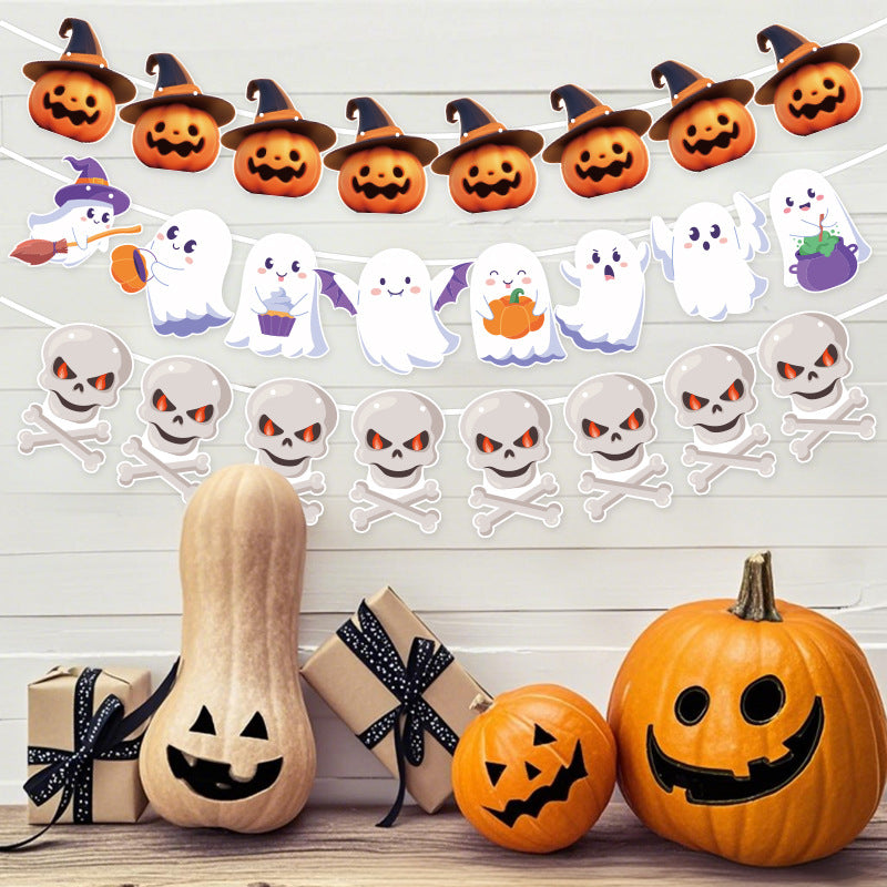 Cross-Border New Halloween Flag Party Supplies Decoration Scene Atmosphere Decoration Halloween Flag Banner