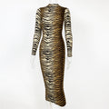 2025 cross-border autumn and winter new women's clothing Amazon European and American fashion leopard print long sleeve sexy slim dress
