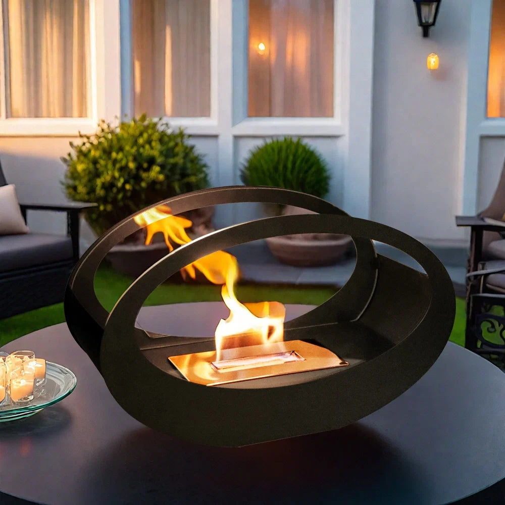 16x9.5"Black Metal Tabletop Fireplace（Currently available in Europe）-0