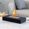 Square Tabletop Fire Bowl Pot with Two-Sided Glass-0