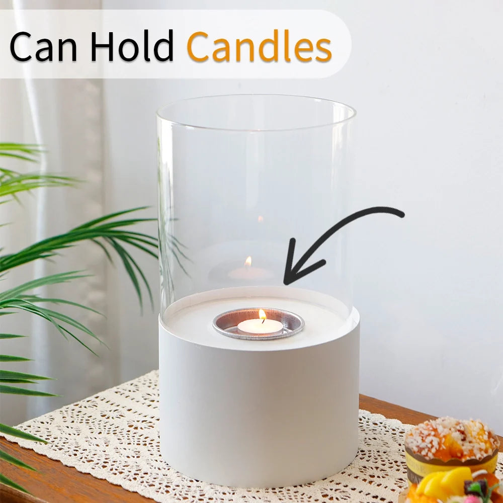 11.4"H  Round Portable Tabletop Fireplace(white)-3