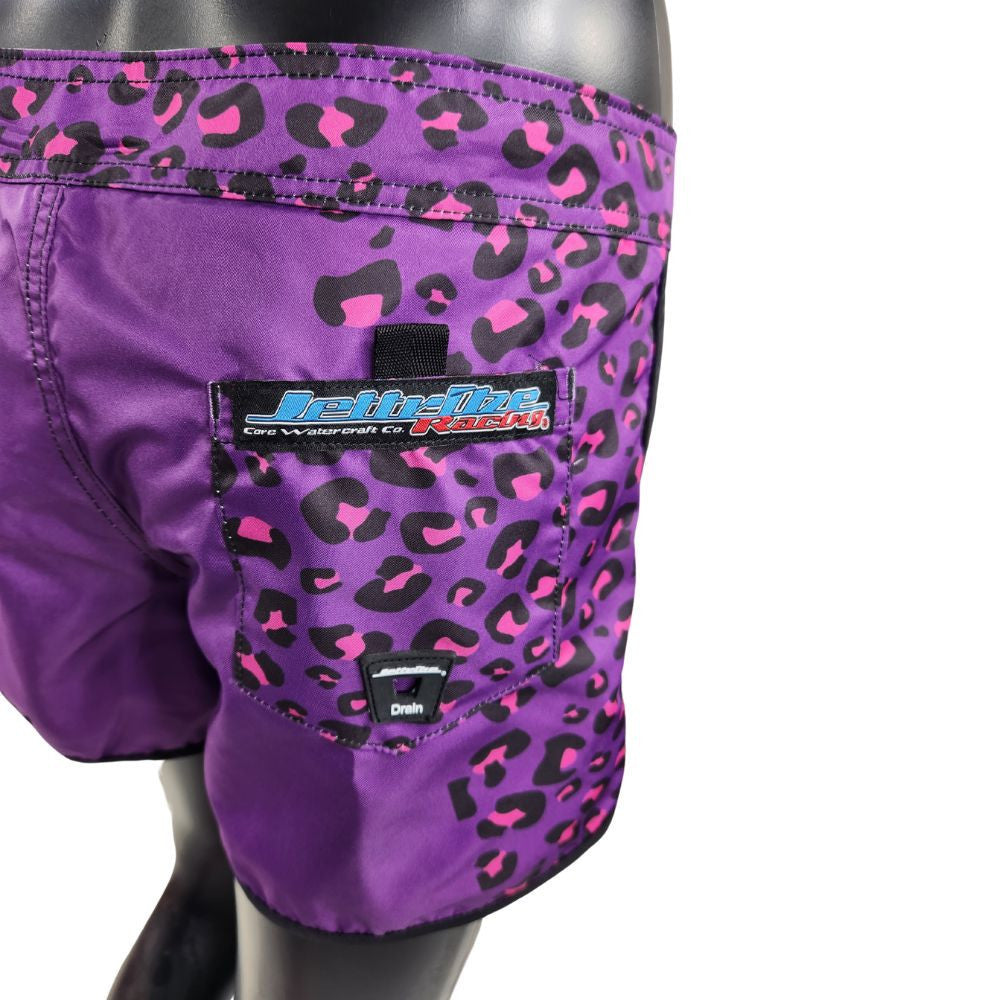 Leopard Ladies Board Shorts | Purple | PWC Jetski Ride & Race Apparel