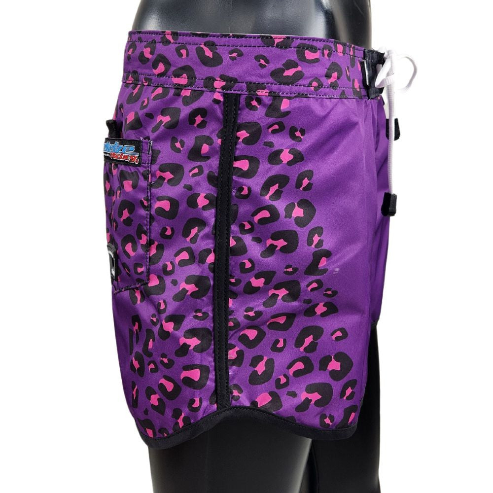 Leopard Ladies Board Shorts | Purple | PWC Jetski Ride & Race Apparel