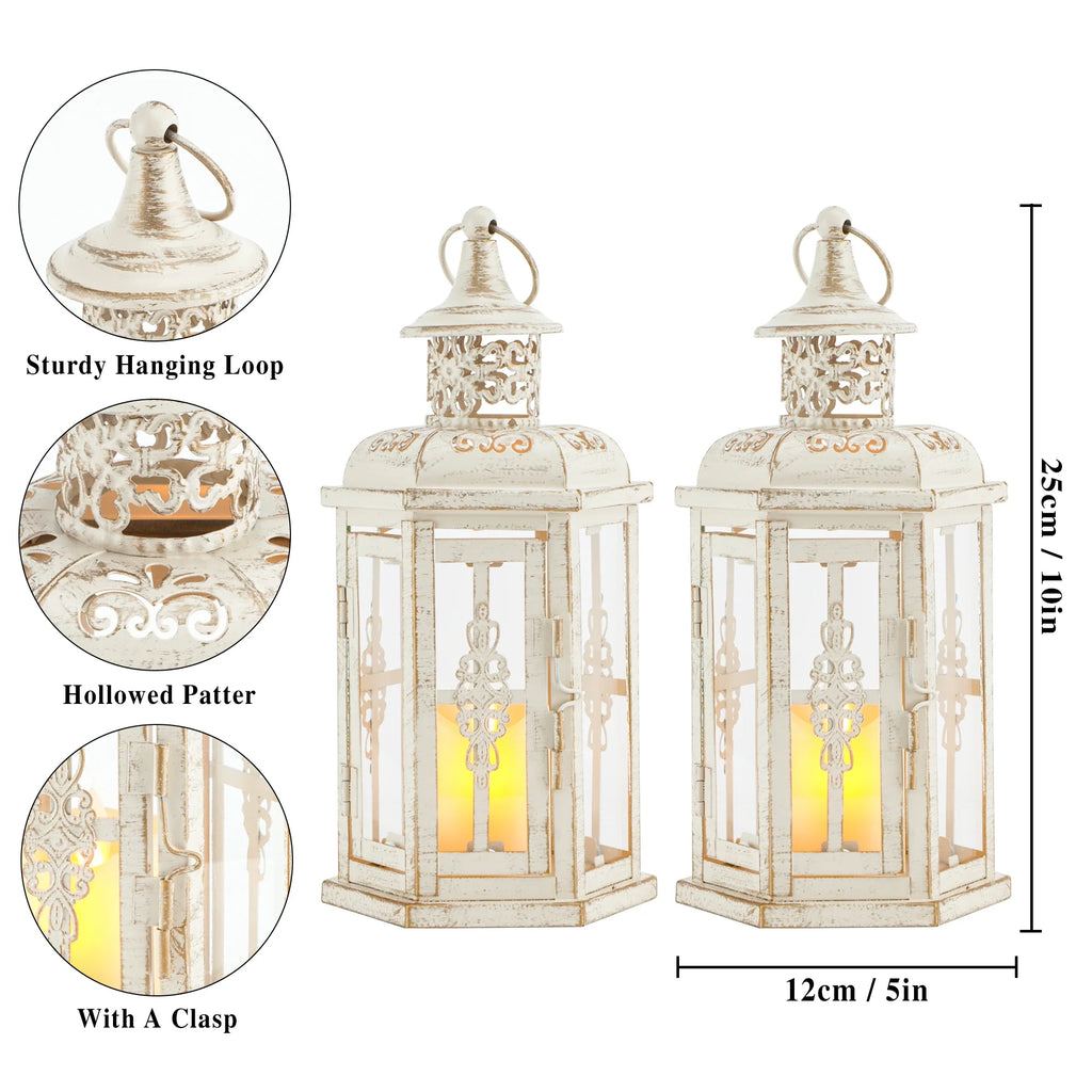 10 inch High Vintage Style Hanging Lantern（Set of 2 ）-4