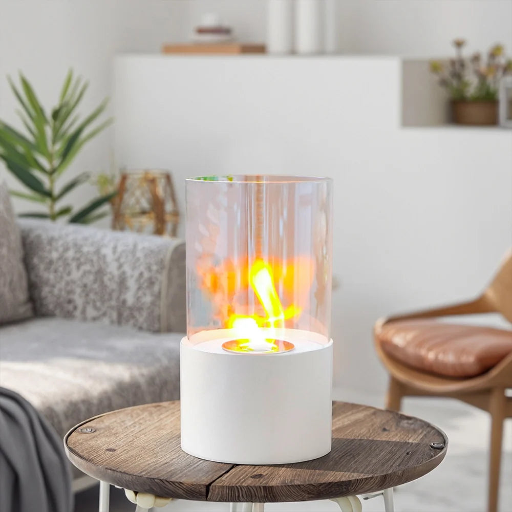 11.4"H  Round Portable Tabletop Fireplace(white)-0