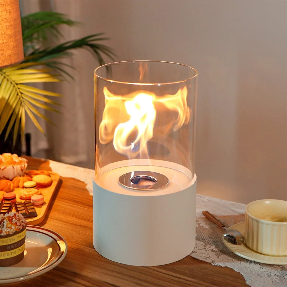 11.4"H  Round Portable Tabletop Fireplace(white)-4